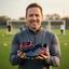 Catriona Brodribb, youth coach, holding a pair of football boots at a Norfolk training ground