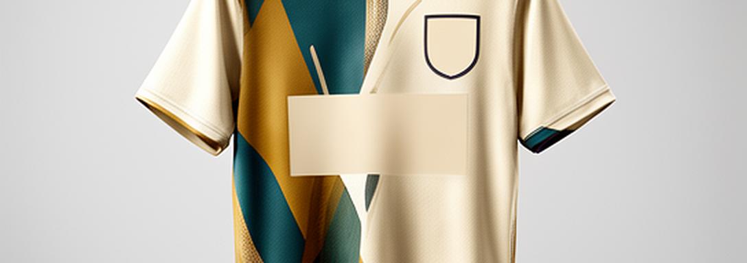 Custom-designed football shirt displayed on a hanger with a club badge and sponsor logo in a Norwich studio